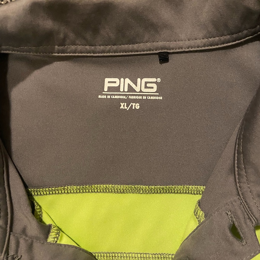 NWOT PING XL “Sensor Cool” Polo/Golf shirt. Grey w/Blue & Lime Green Stripes - Picture 5 of 7